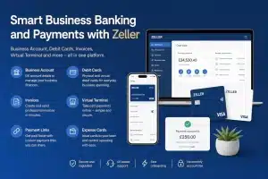 Zeller business account, debit cards, invoices and payment tools for UK businesses