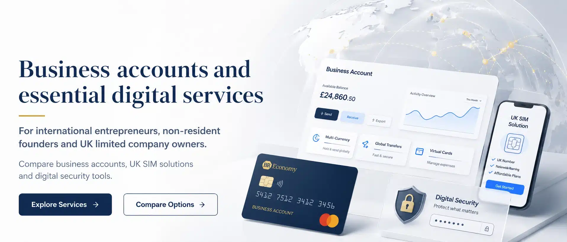 Business accounts, UK mobile solutions and digital security services for international entrepreneurs