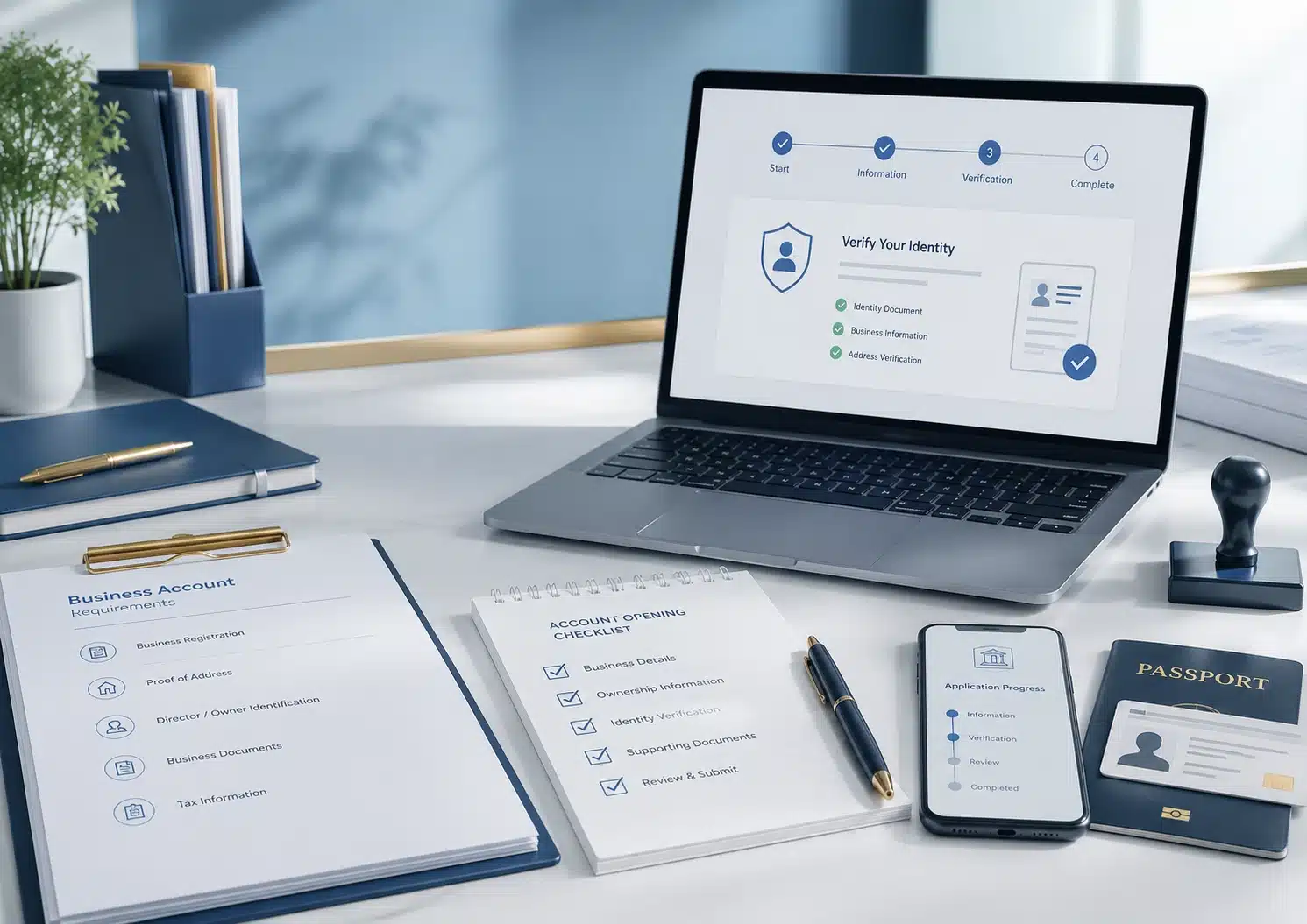 Business account application documents and identity verification checklist