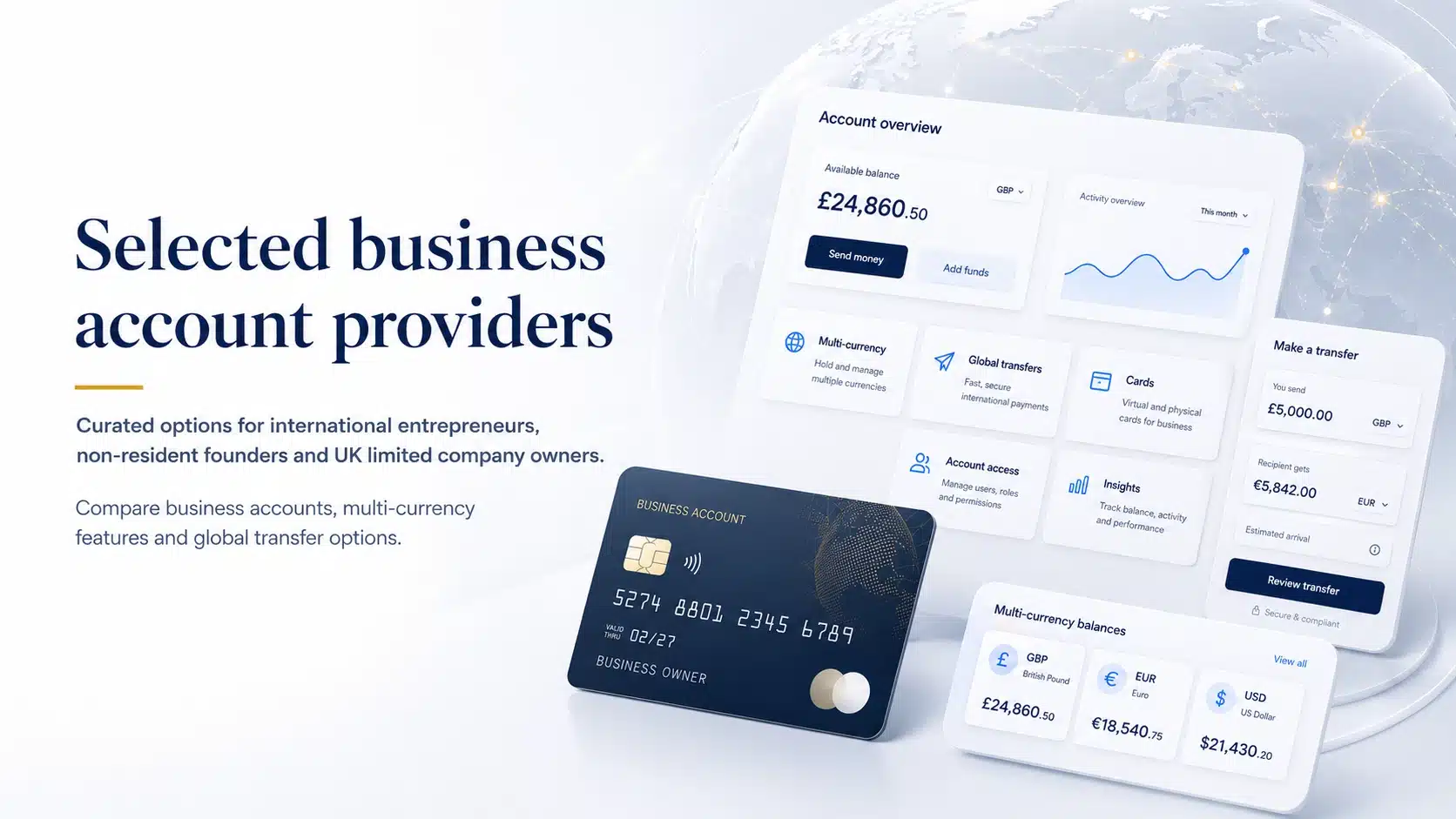 Selected business account providers and multi-currency solutions