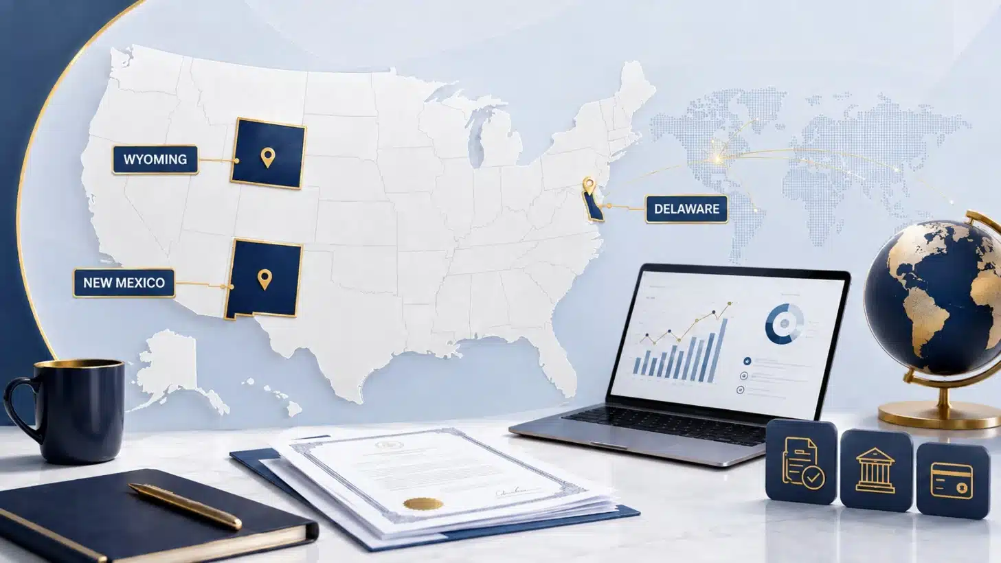 US LLC options in Delaware, Wyoming and New Mexico for international entrepreneurs